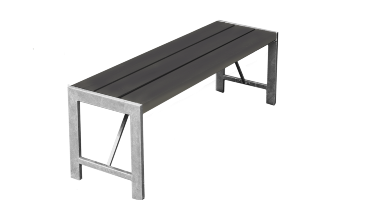 Bænk H-model 123 cm. nonwood antracit og galv. stel HORTUS